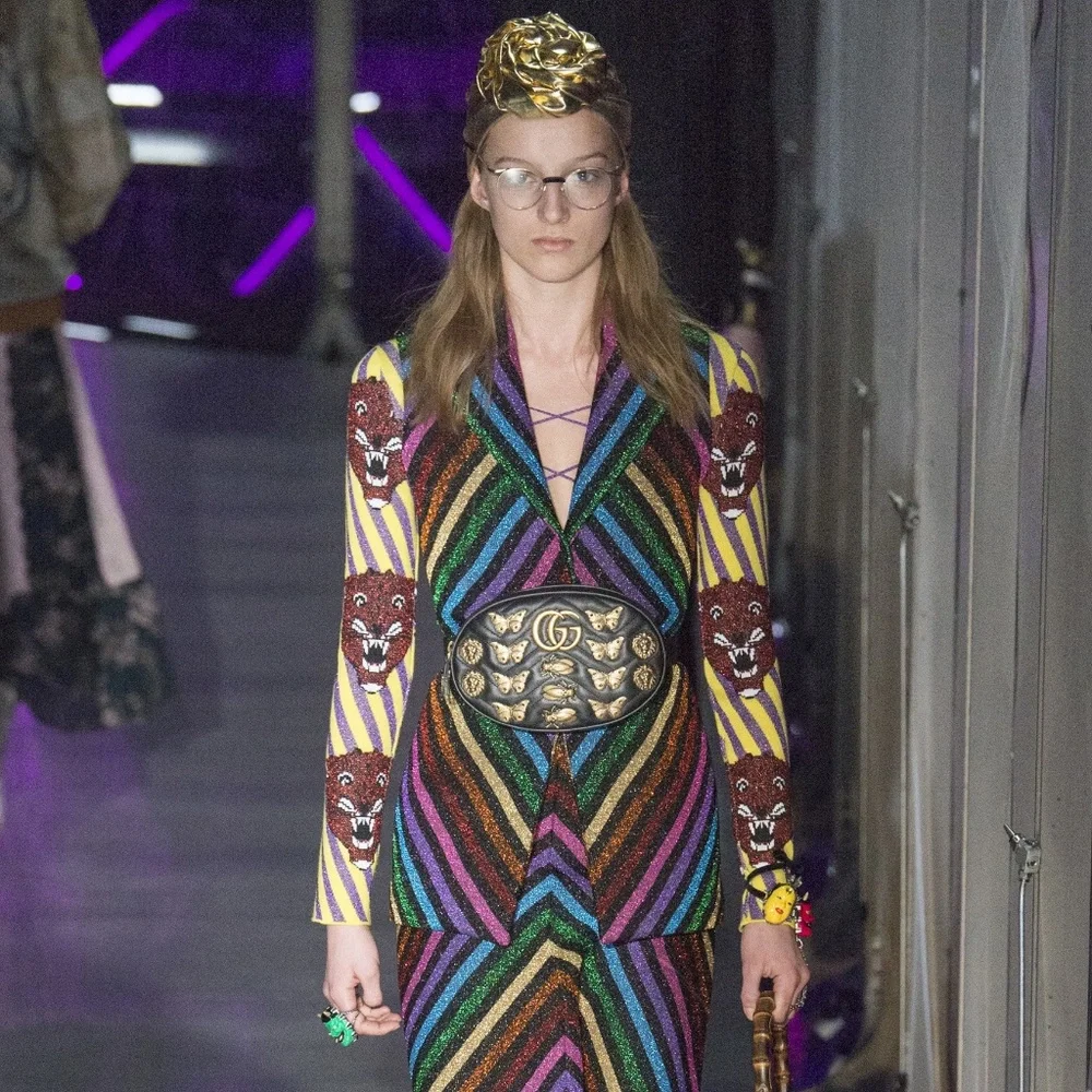 GUCCI Runway Rainbow Stripe Pattern Lurex Sleeveless Vest * NEW w Tag * 40% OFF - Picture 1 of 10